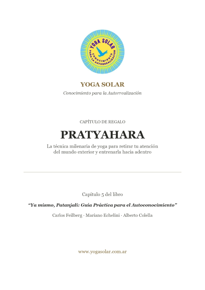 Portada del capítulo Pratyahara, de Ya mismo, Patanjali